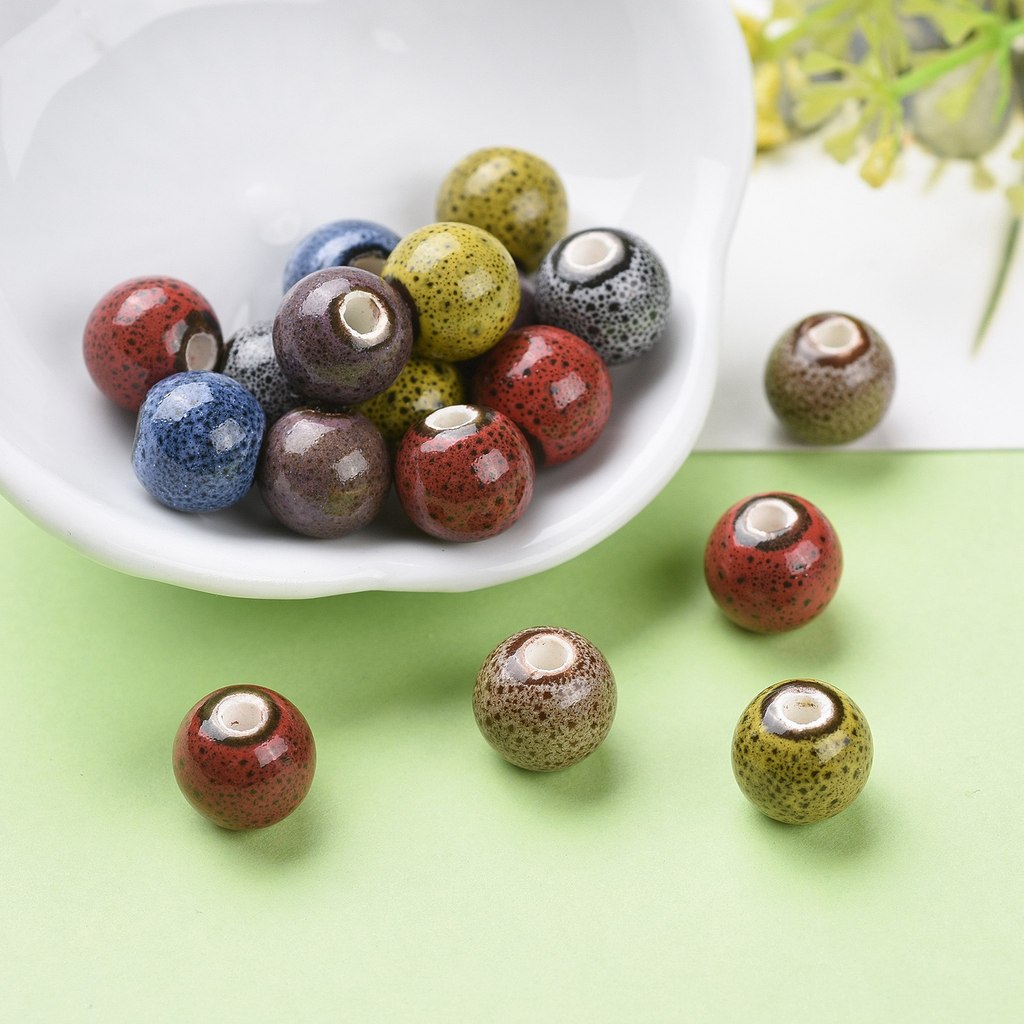 20pcs Handmade Porcelain Beads in Random Mixed Color for DIY Jewellery